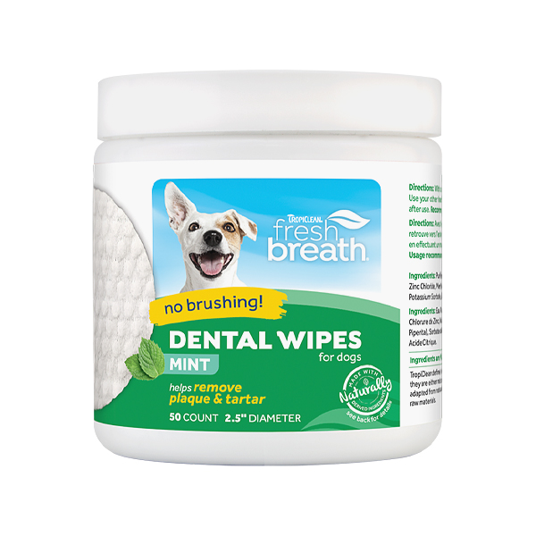 TropiClean Fresh Breath Dental Wipes - Mint - 50ct
